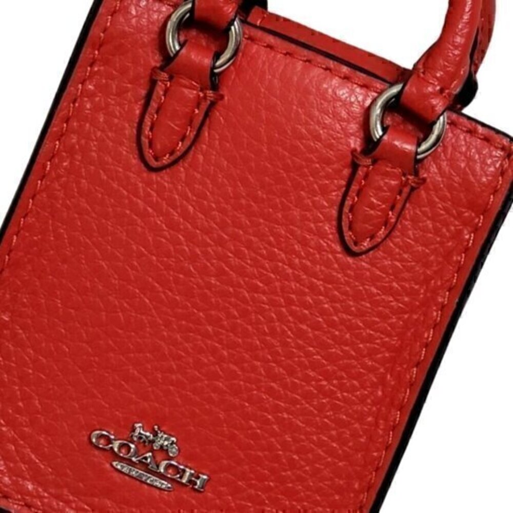 Coach Leather Mini Tote North South Red Bag Charm Keyring - Picture 2 of 9